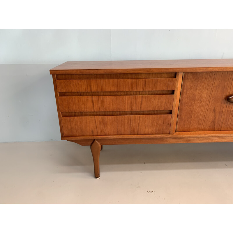 Vintage drawer teak cabinet Brutalist style sideboard 1960