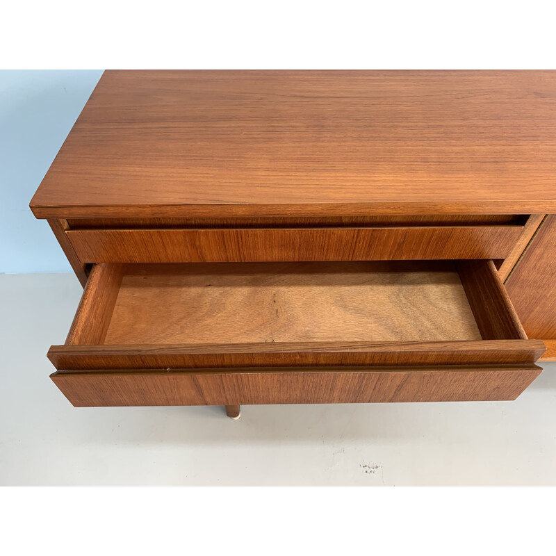 Vintage drawer teak cabinet Brutalist style sideboard 1960