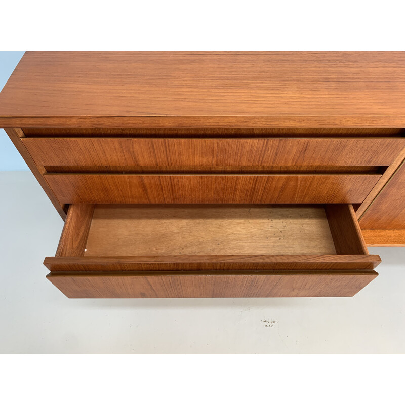 Vintage drawer teak cabinet Brutalist style sideboard 1960