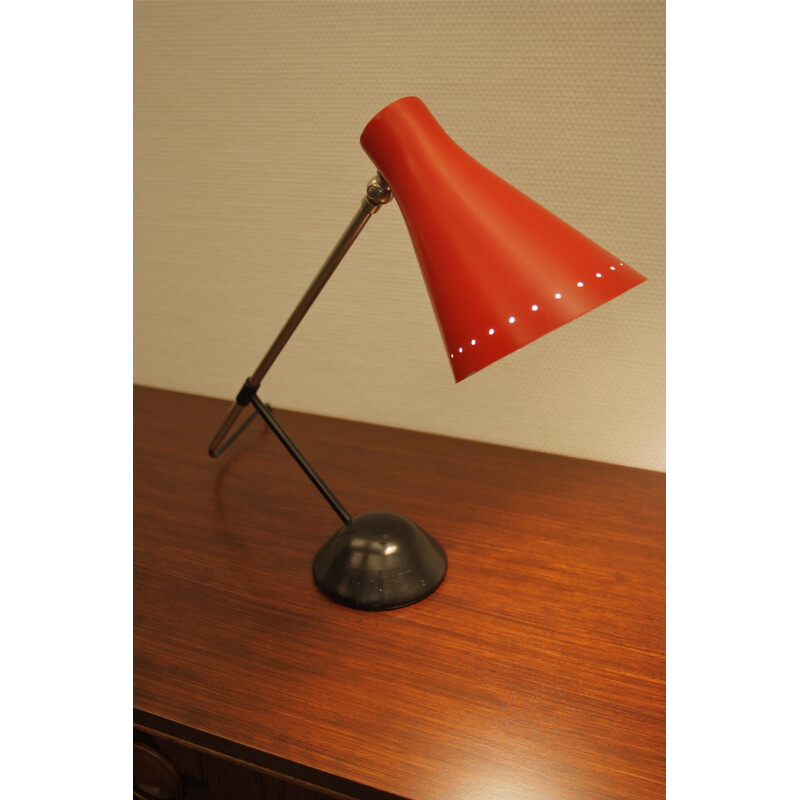Lampe Artimeta en aluminium et métal laqué rouge et noir, Floris H. FIEDELDIJ - 1950