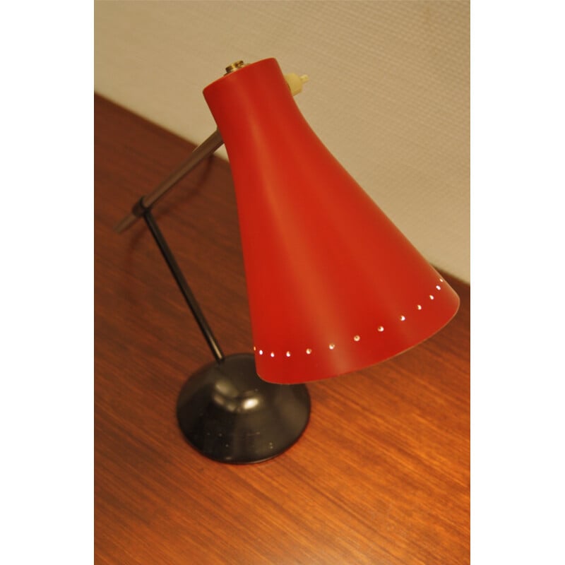 Artimeta red lacquered metal and aluminum lamp, Floris H. FIEDELDIJ - 1950s