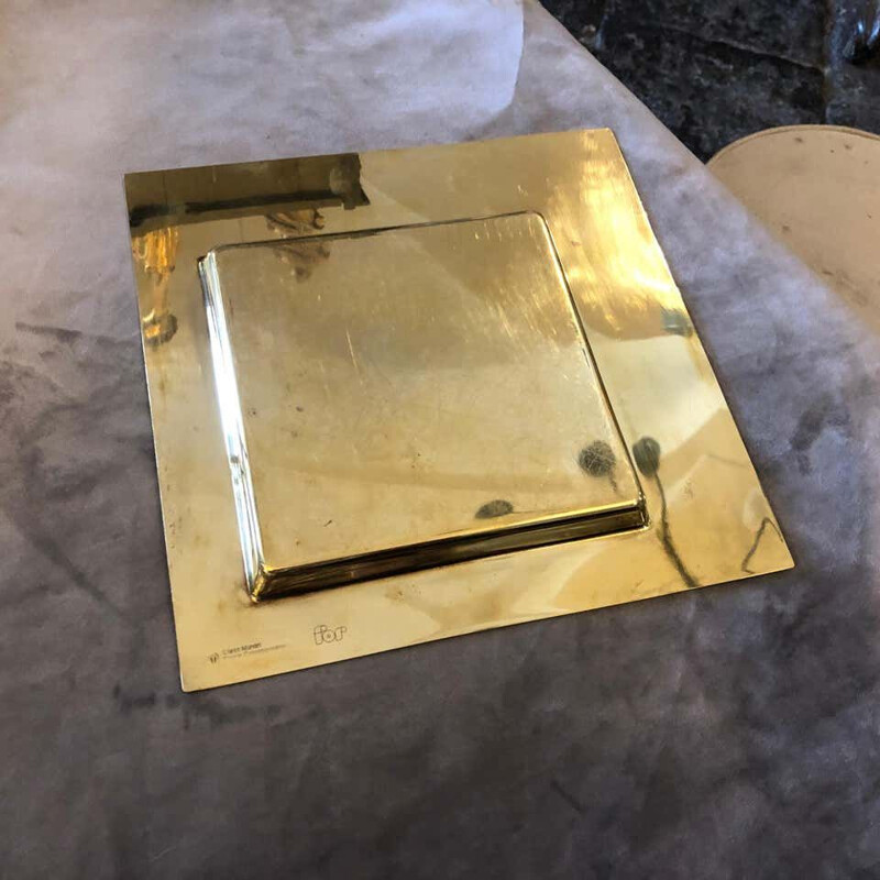 Mid-Century Squared Brass Tray by Cleto Munari, 1970