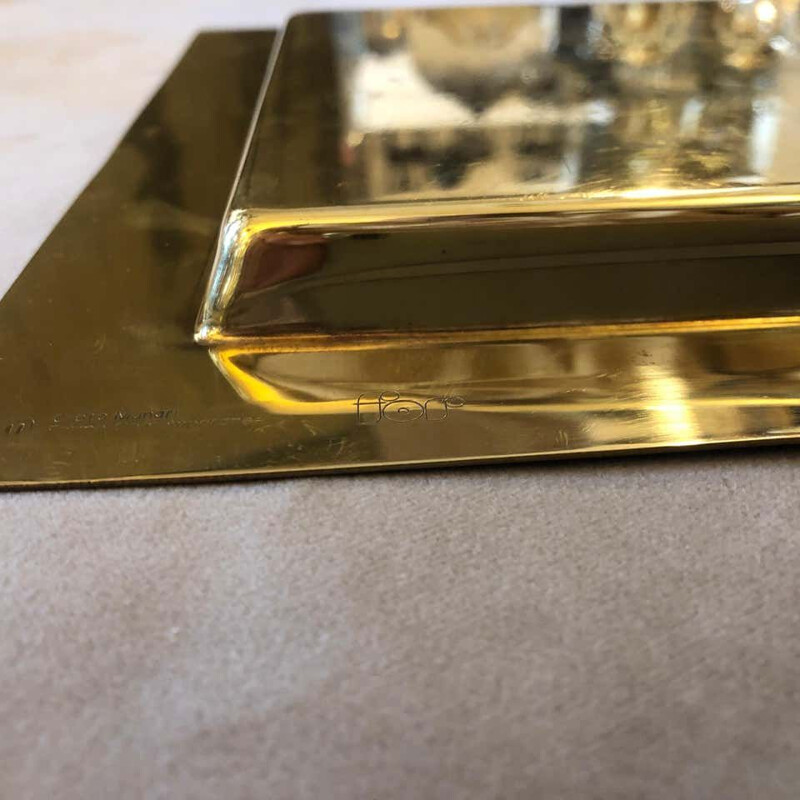 Mid-Century Squared Brass Tray by Cleto Munari, 1970