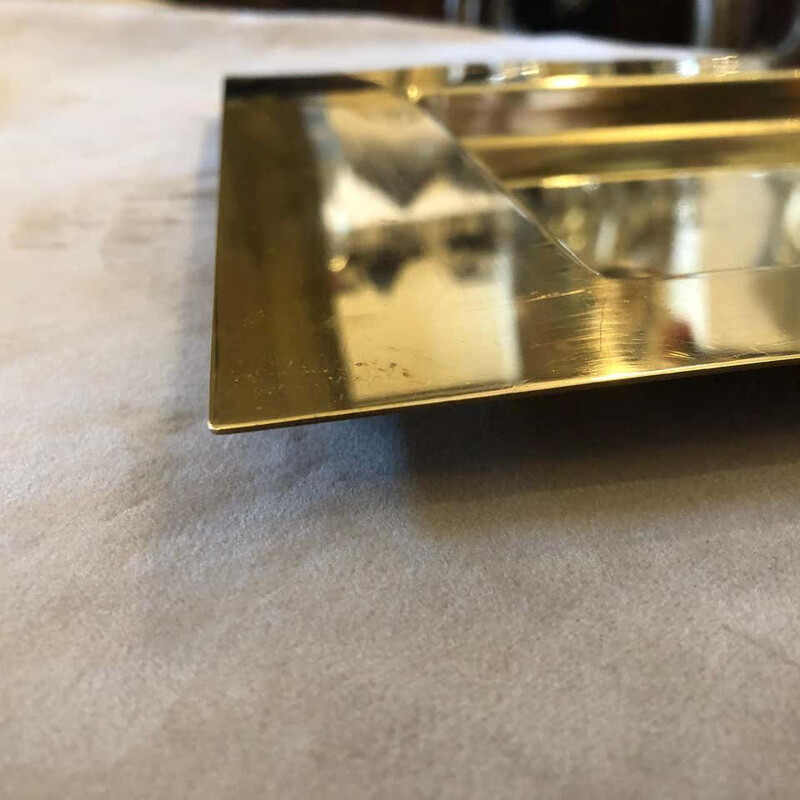 Mid-Century Squared Brass Tray by Cleto Munari, 1970