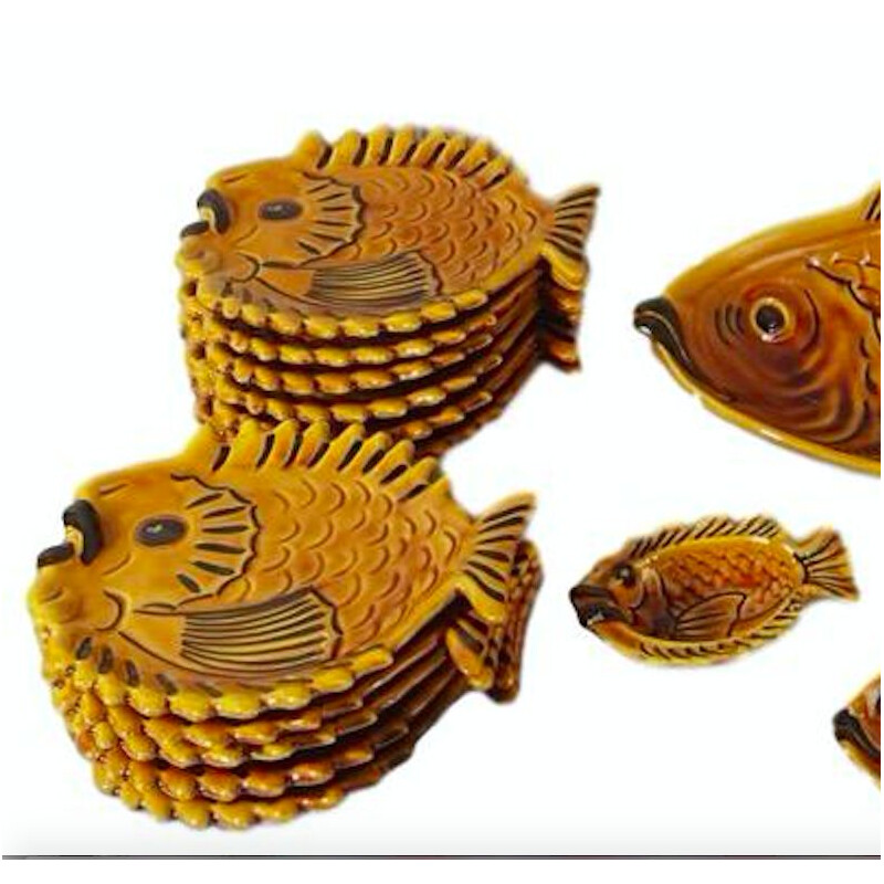 Vintage fish set 27 pieces Vallauris ceramic  1960