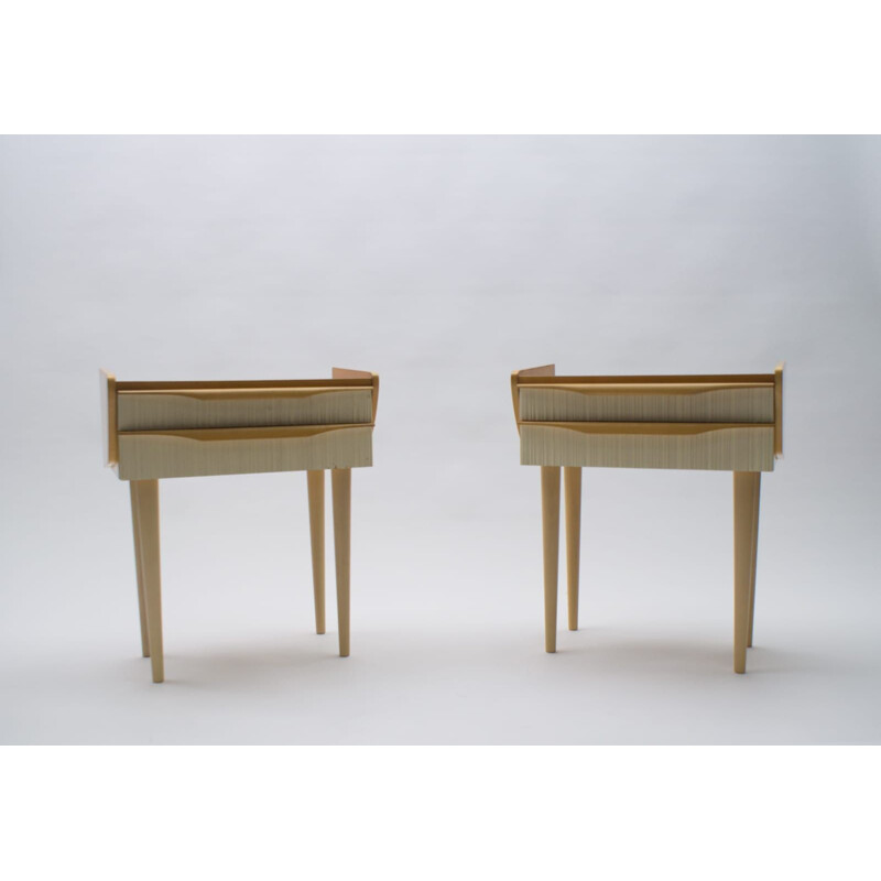 Pair of Mid-Century Modern Checkerboard Pattern Nightstands, 1950s