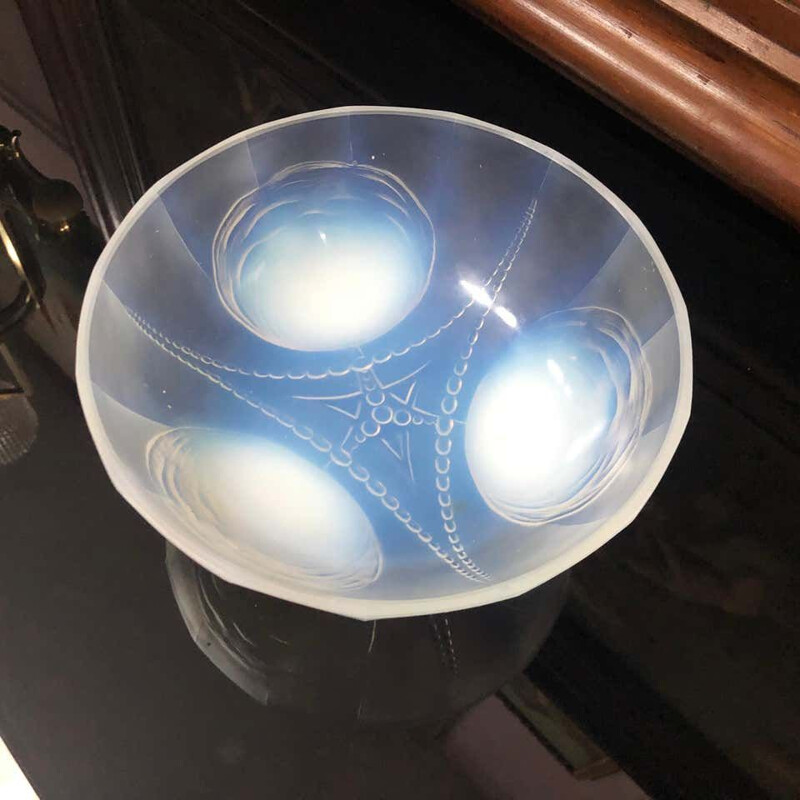 Vintage Opalescent Art Deco French Crystal Bowl 1930