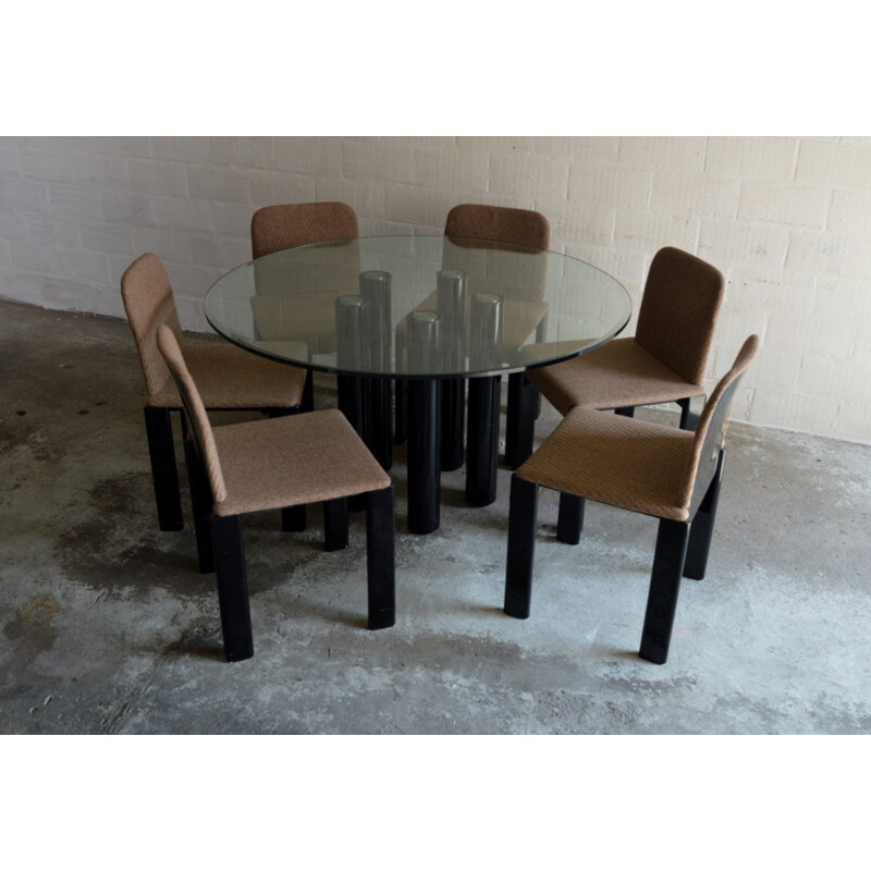 Zanotta dining set in glass, metal and glass lacquered, Marco ZANUSO - 1970s