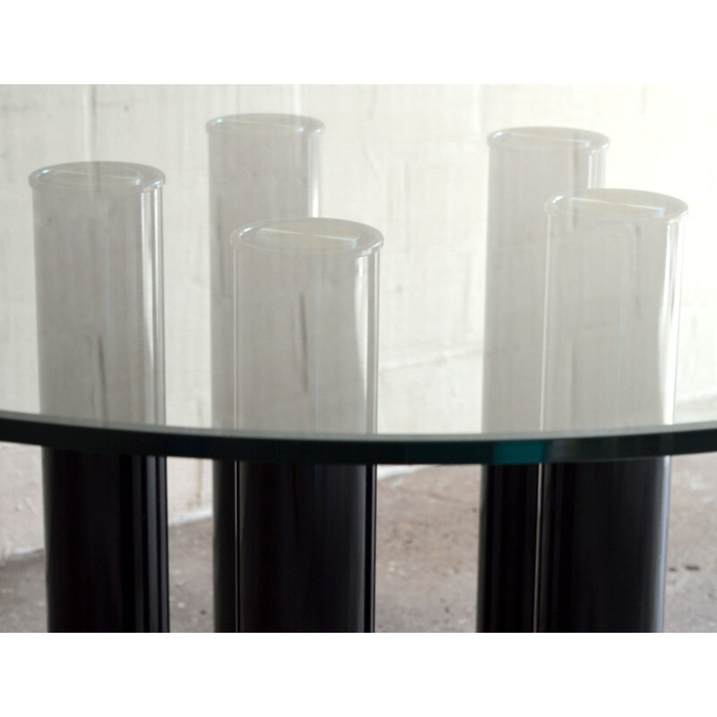 Zanotta dining set in glass, metal and glass lacquered, Marco ZANUSO - 1970s