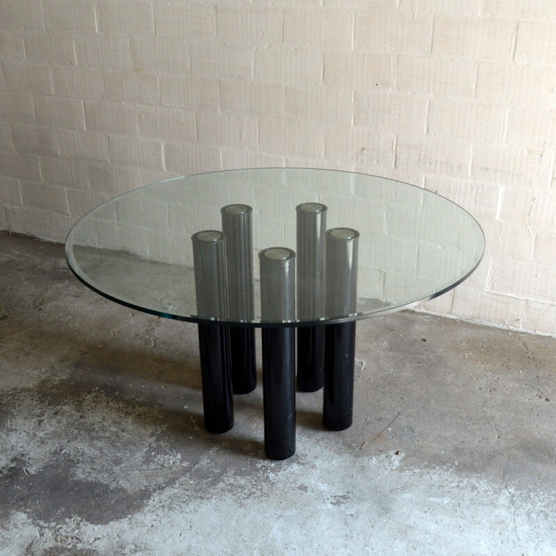 Zanotta dining set in glass, metal and glass lacquered, Marco ZANUSO - 1970s