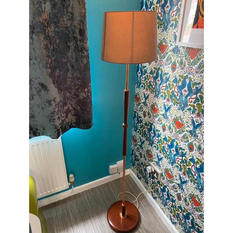 Vintage Floor lamp with brass and teak