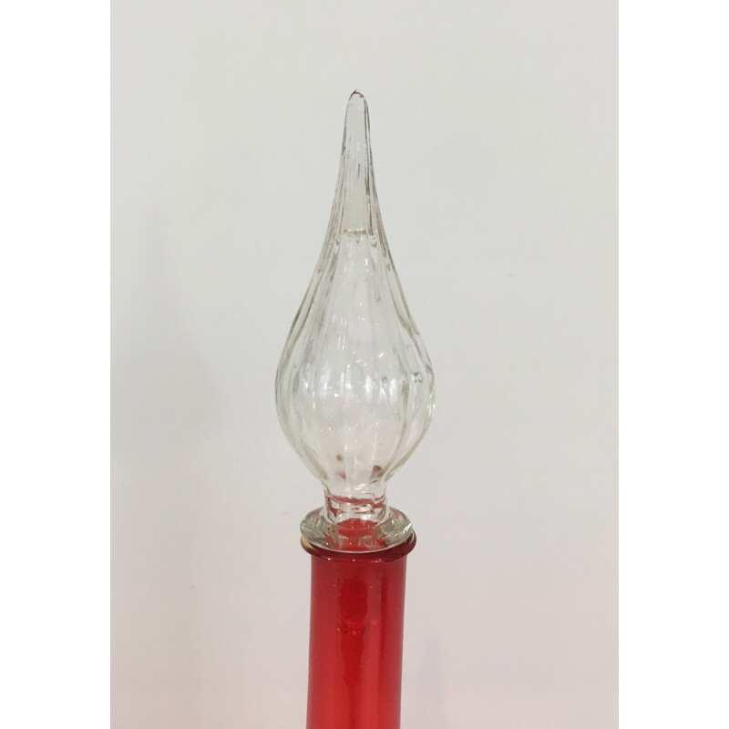 Vintage Red Glass Bottle, 1970