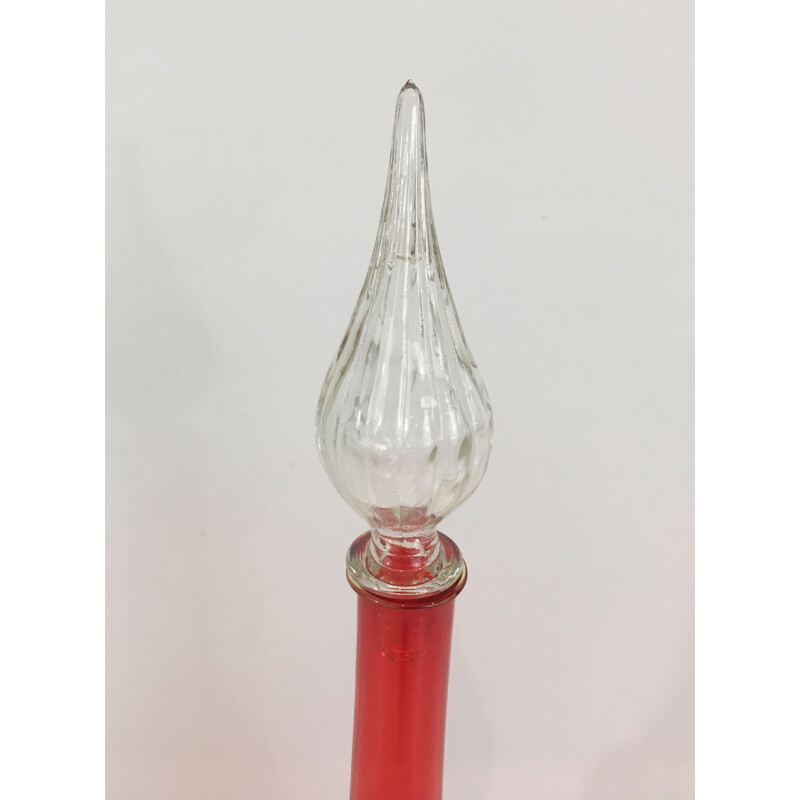 Vintage Red Glass Bottle, 1970