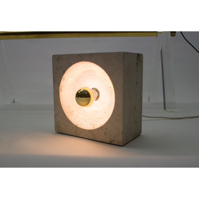 Vintage travertine table lamp by Giuliano Cesari for Nucleo Sormani, Italy, 1960