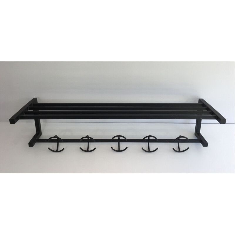 Vintage Blackened Metal Coat Rack, 1950