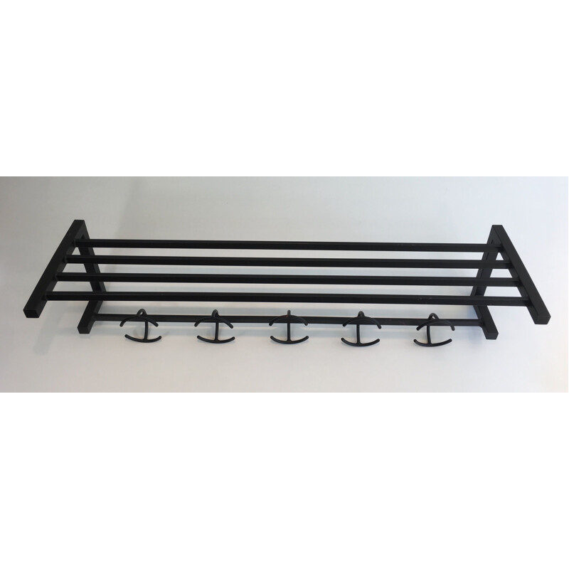 Vintage Blackened Metal Coat Rack, 1950