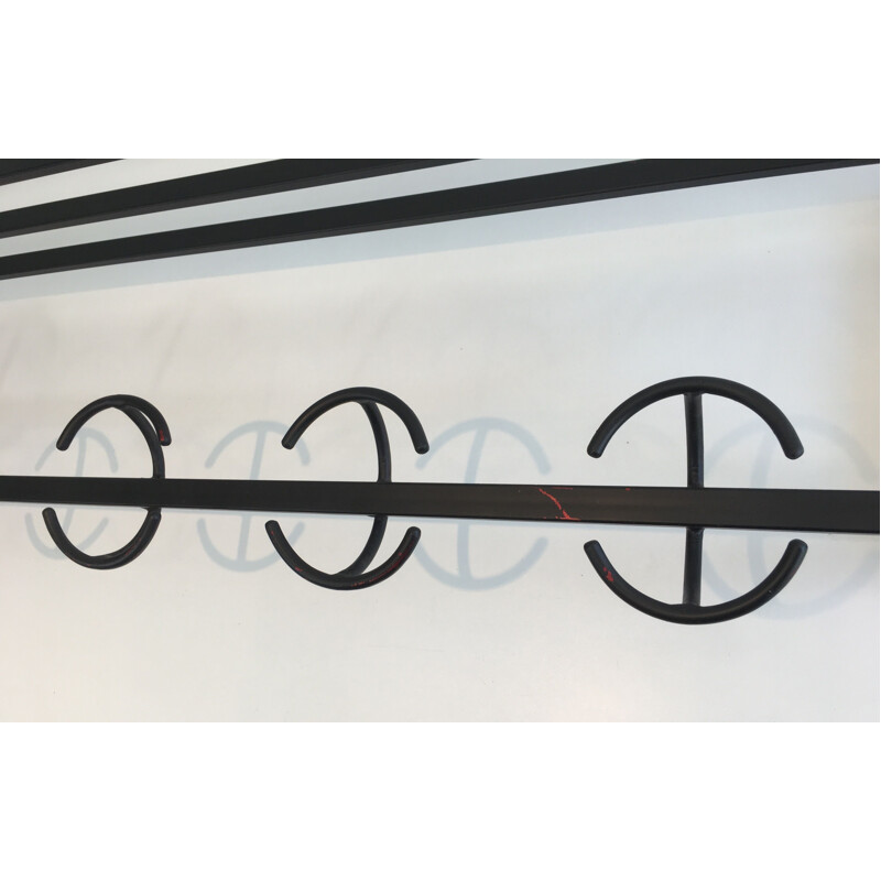 Cabide de Metal Vintage Blackened Coat Rack, 1950