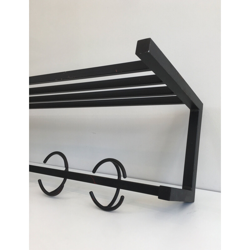 Vintage Blackened Metal Coat Rack, 1950