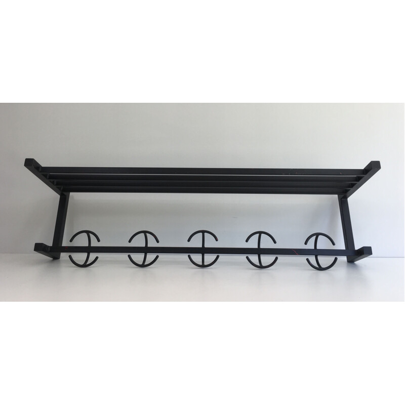 Cabide de Metal Vintage Blackened Coat Rack, 1950