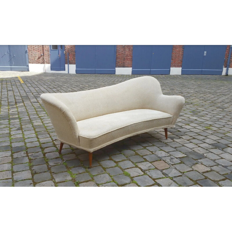 Vintage sculptural Meridienne sofa Swedish asymmetrical bow 1960