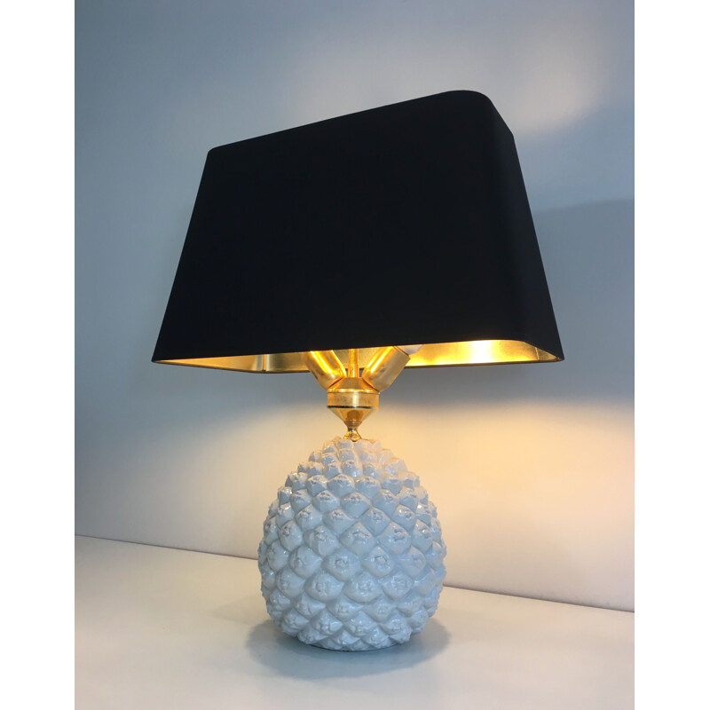 Vintage Ananas Lampe aus Porzellan, Italien 1970