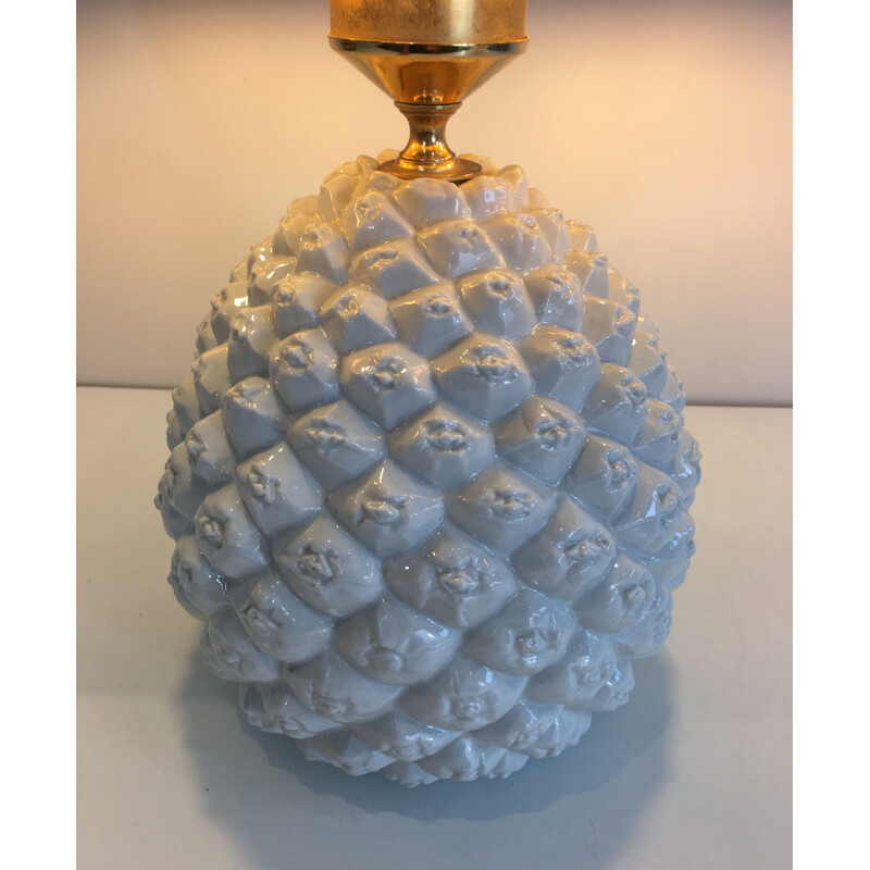 Vintage Ananas Lampe aus Porzellan, Italien 1970