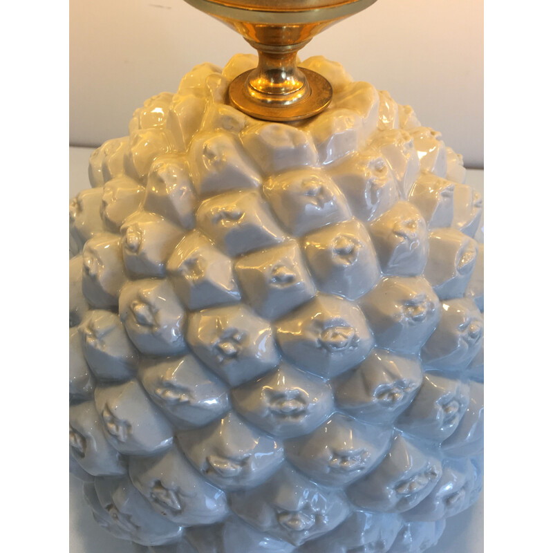 Vintage Porcelain Pineapple Lamp, Italy 1970