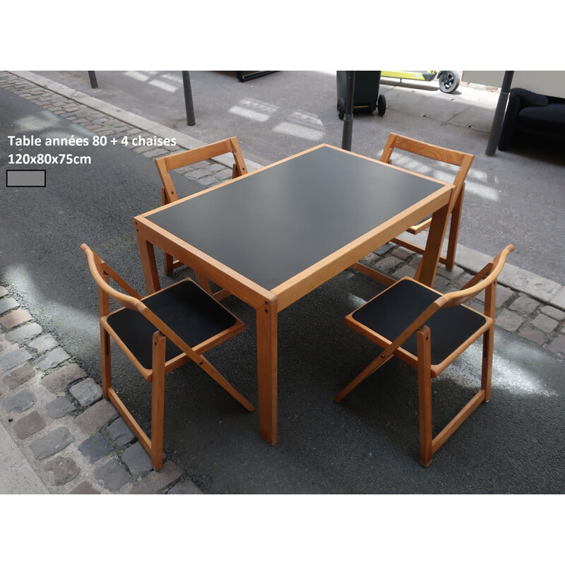 Vintage dining room table and 4 chairs set 1980