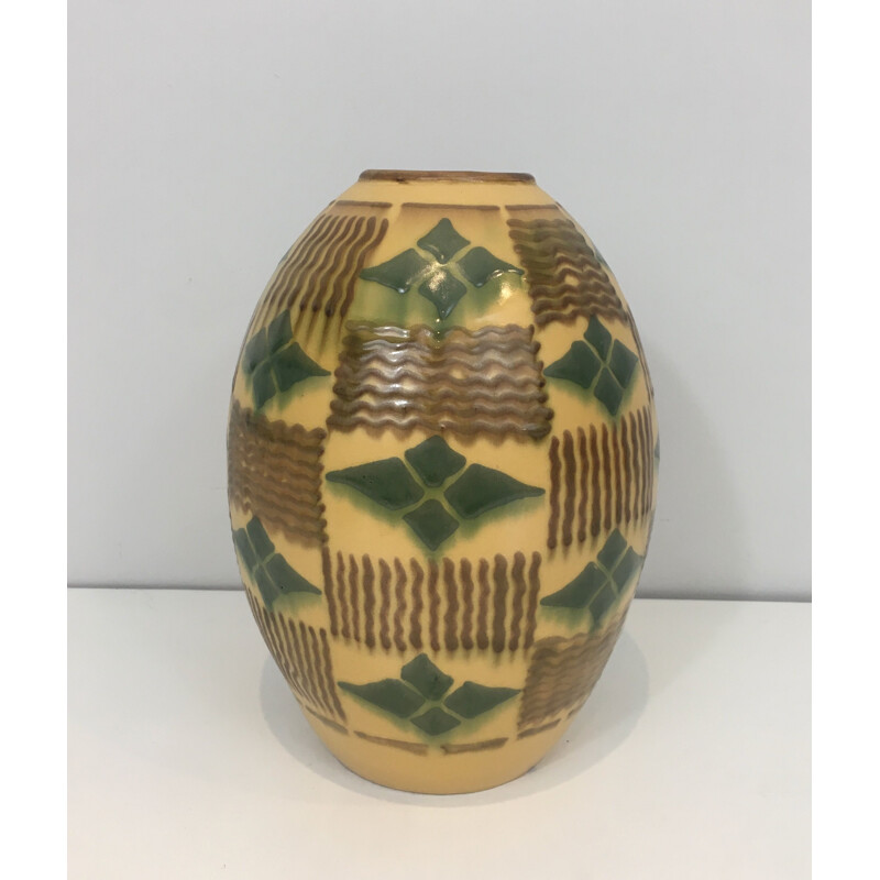 Jarrón vintage de cerámica art déco, 1930