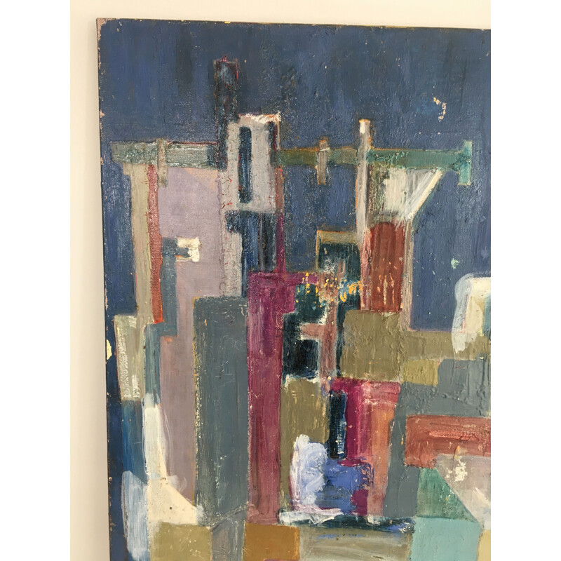 Vintage moderne kunst schilderij, 1960