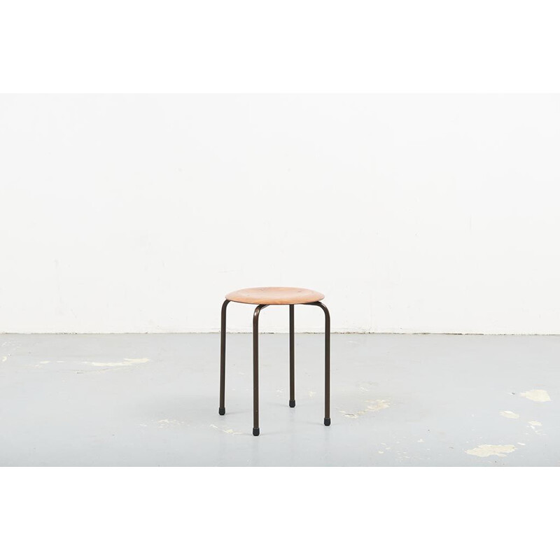 Vintage stool Marko Pagholz Brown Oak 1960