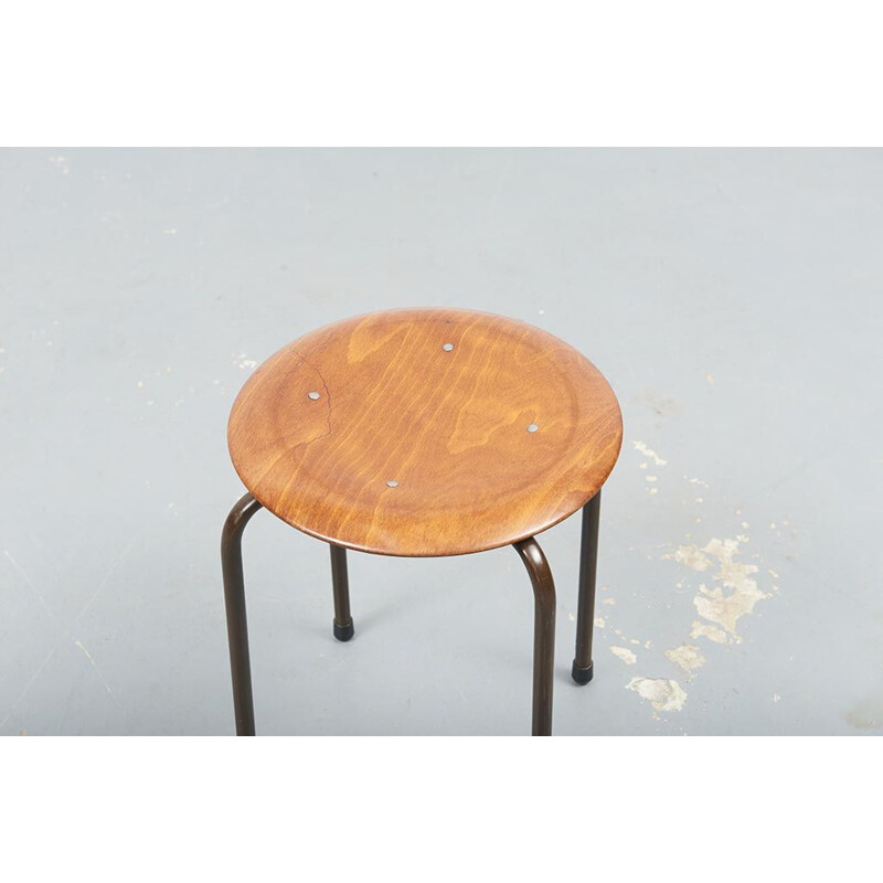 Vintage stool Marko Pagholz Brown Oak 1960