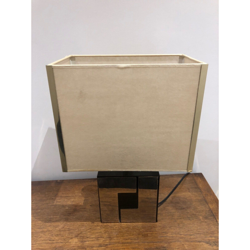 Vintage melamine base cube lamp with 1970 chrome application