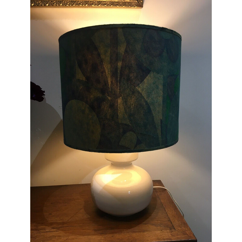 Vintage ceramic lamp and lampshade 1970 