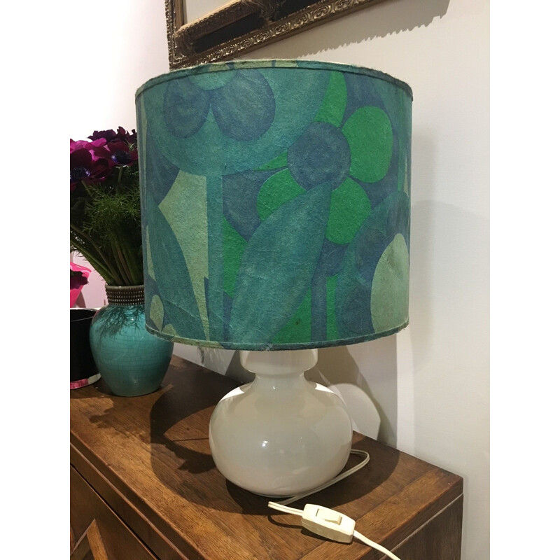 Vintage ceramic lamp and lampshade 1970 