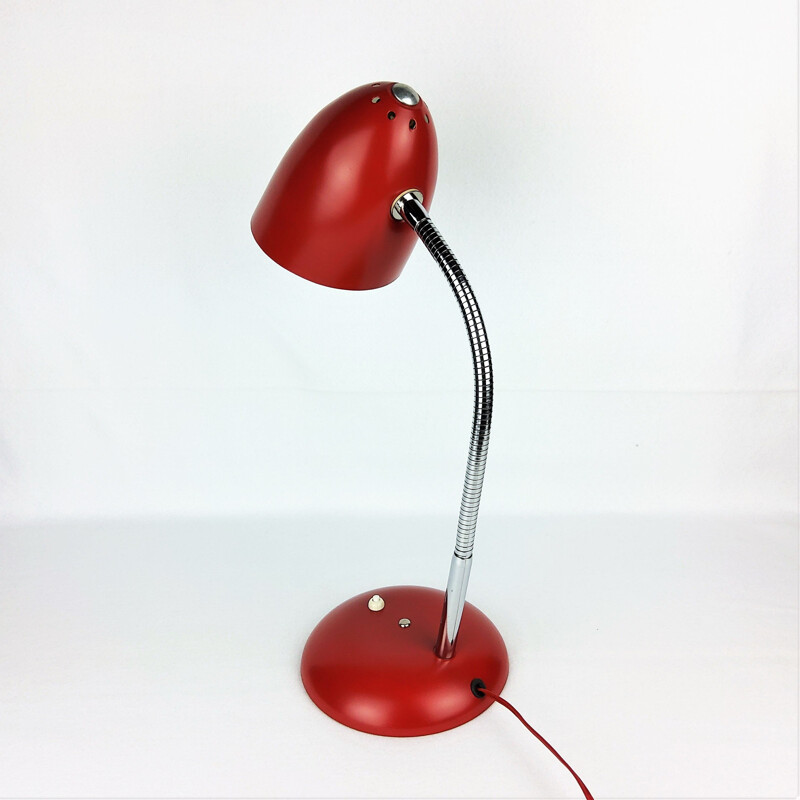 Lampada vintage Bauhaus in metallo rosso 1950