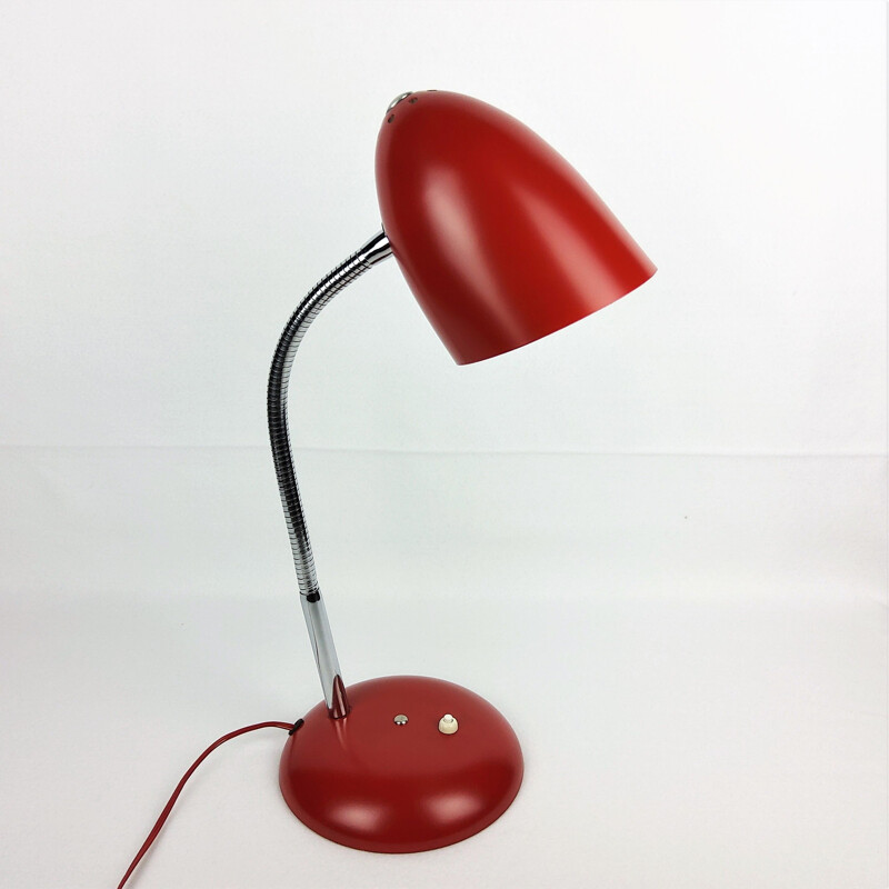 Lampe vintage Bauhaus métal rouge 1950