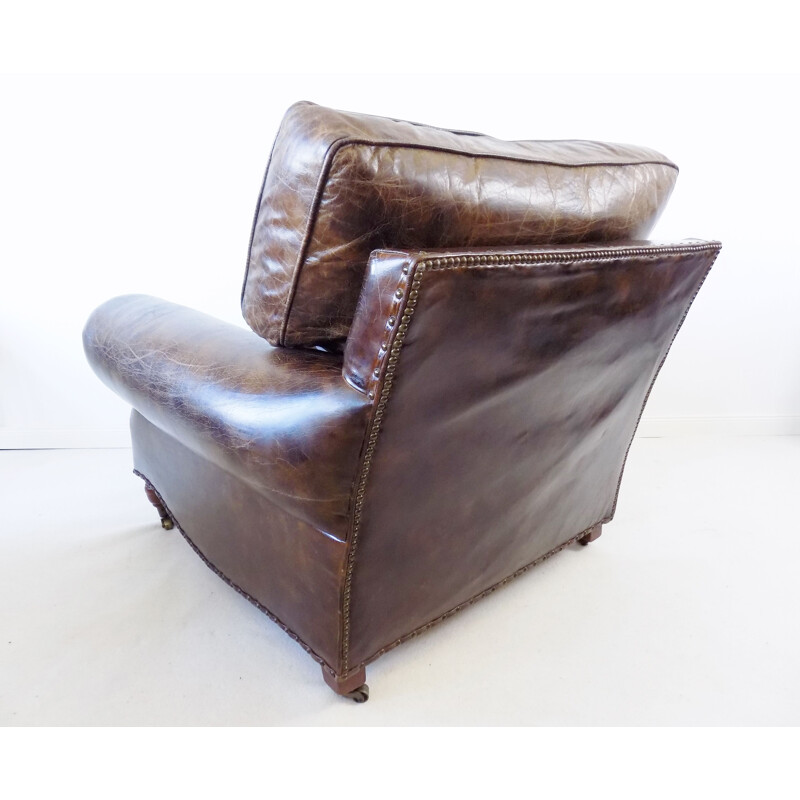 Vintage Brown leather armchair Chesterfield 1970s