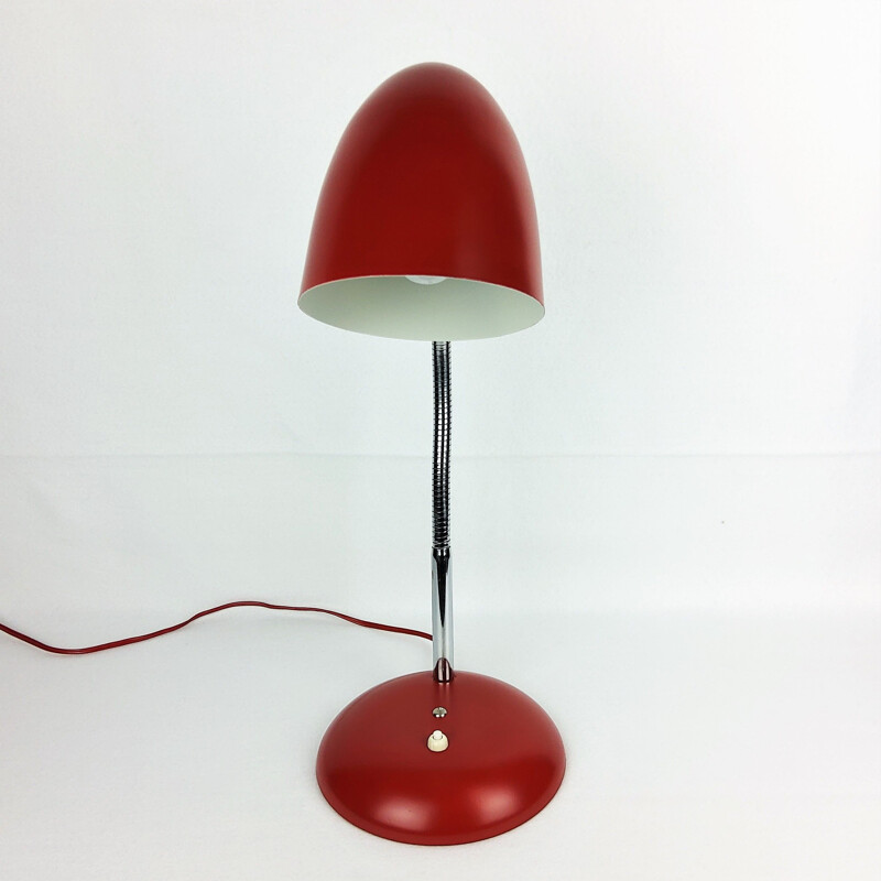 Lampe vintage Bauhaus métal rouge 1950