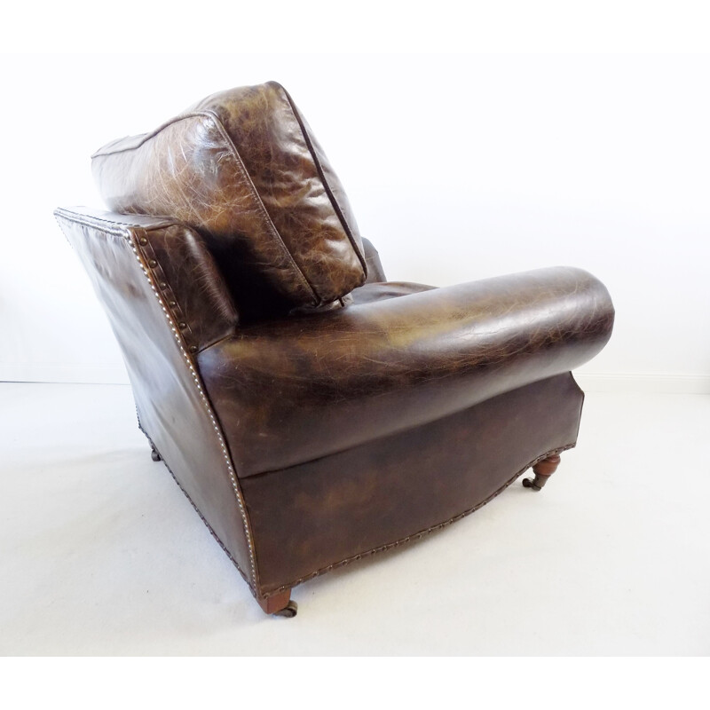 Vintage Brown leather armchair Chesterfield 1970s