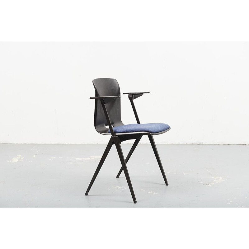 Vintage chairs Galvanitas S22 Ebony armrests Black Cushion blue
