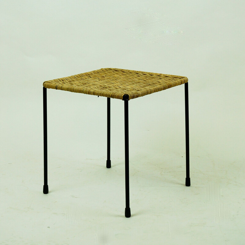 Midcentury Wicker Side Table by Carl Auböck Austrian 1950