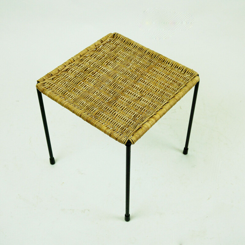 Midcentury Wicker Side Table by Carl Auböck Austrian 1950