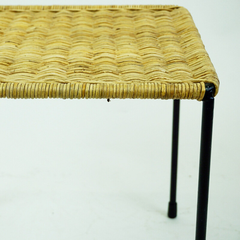 Midcentury Wicker Side Table by Carl Auböck Austrian 1950