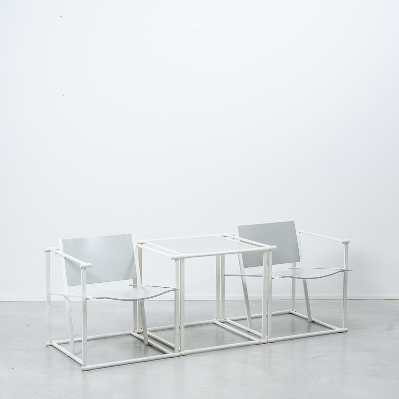 "FM61" Grey cube chair and table set, Radboud VAN BEEKUM - 1984