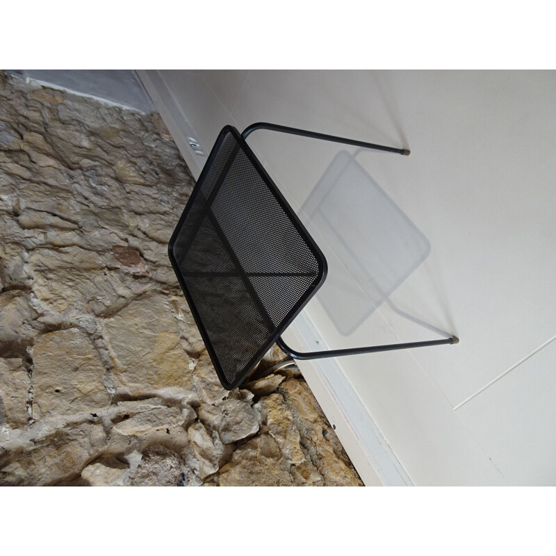 Vintage table model 'Soumba' by Mathieu Matégot Black lacquered perforated sheet metal