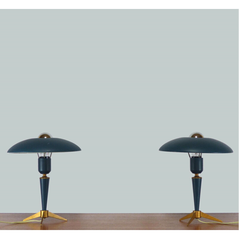 Pair of vintage lamps Louis Kalff tripod 1960