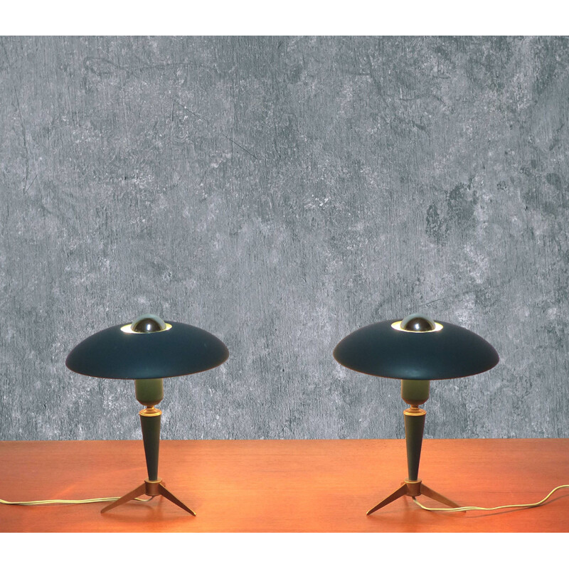 Pair of vintage lamps Louis Kalff tripod 1960