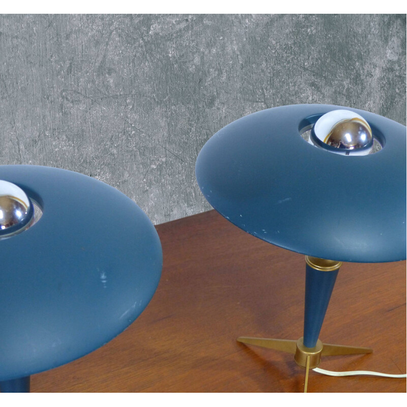 Paire de lampes vintage tripodes Louis Kalff 1960