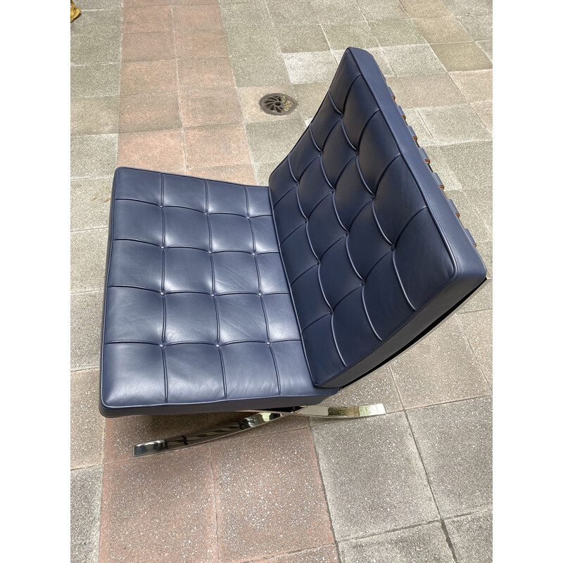 Vintage armchair Barcelona blue, Mies Van Der Rohe- 1980
